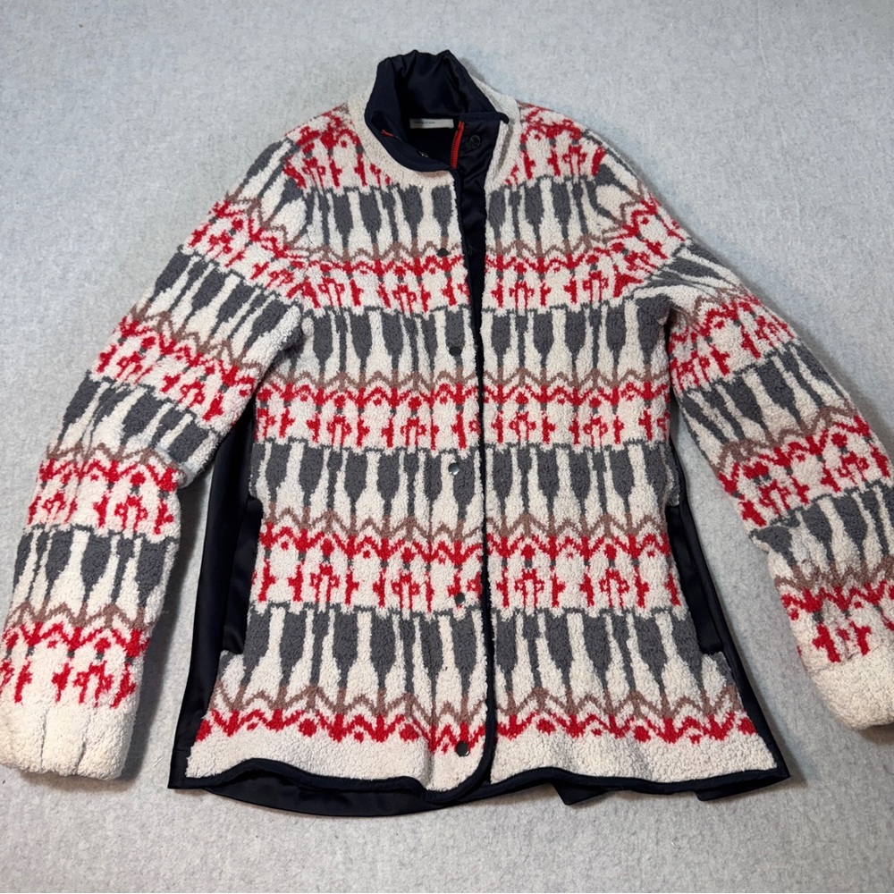 Sleeping on Snow Fleece Jacket Red and Gray Pattern